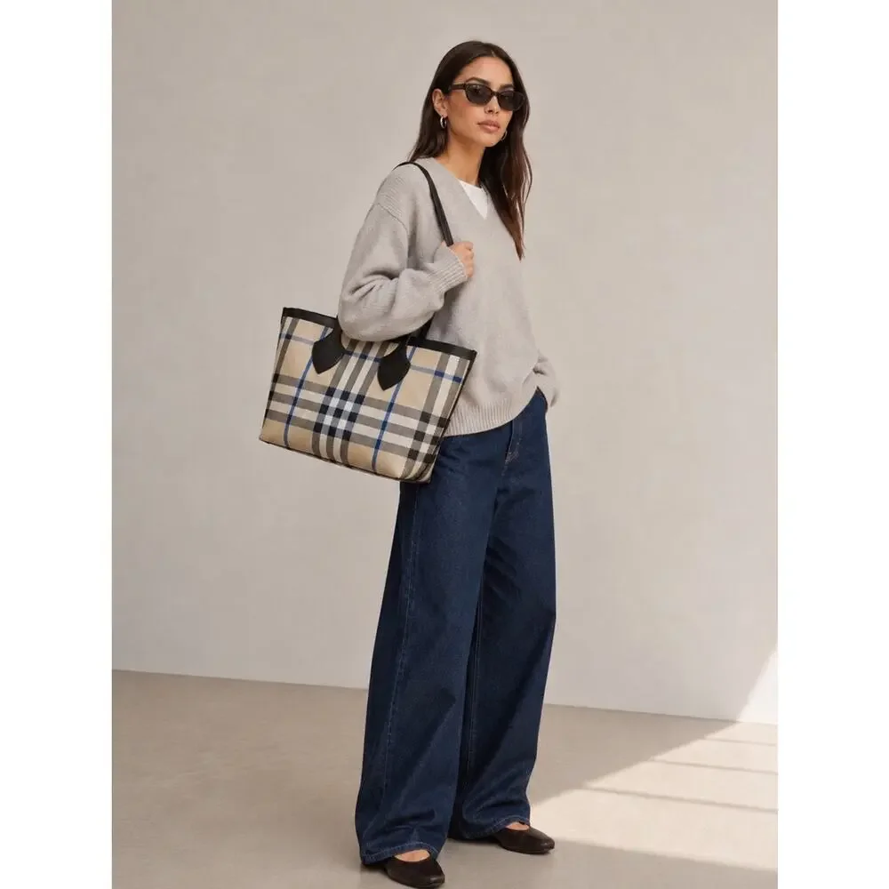 Burberry Reversible Check Canvas Tote Bag